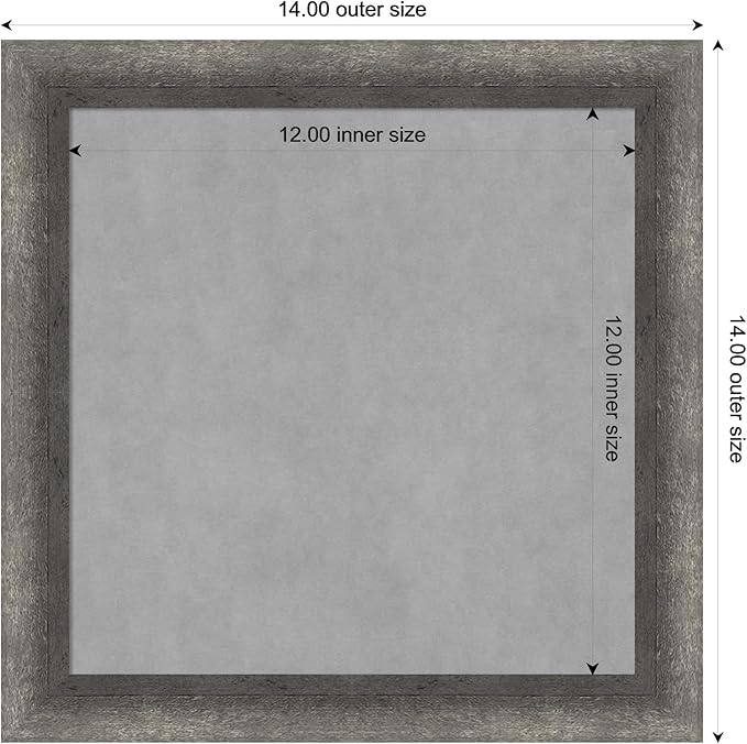 Amanti Art Grey Framed Magnetic Board 14x14 X-Small Vision Board for use with Magnets, 100% Metal Sheet to Display Items as Office Decor or for Home Organization in mudroom, Kitchen or Kids Room