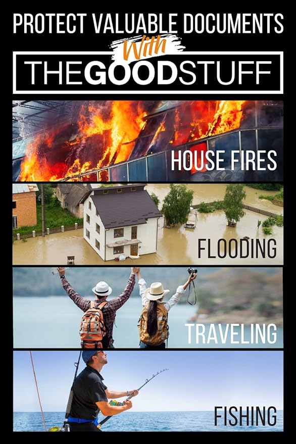 The Good Stuff Fireproof Document Box for Legal Documents, Passports, Cash, and Contracts, 5" x 11" 3.5" / 2000℉ Protect Your Notebooks, Binders, Folders, and Contracts