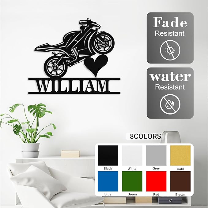 Custom Motorcycle Metal Signs Personalized Dirt Biker Name Sign Custom Garage Decor Motorbikes Wall Art Decor Motorcycle Sign Men Room Decorate Gifts for Men Husband Rider