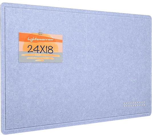 Bulletin Board, 24 x 18 inches Felt Board Decorative Pin Board, Cork Board Alternative for Wall, Foldable Photo Board Self-Adhesive Vision Board with 20 Pushpins - Lavender Blue