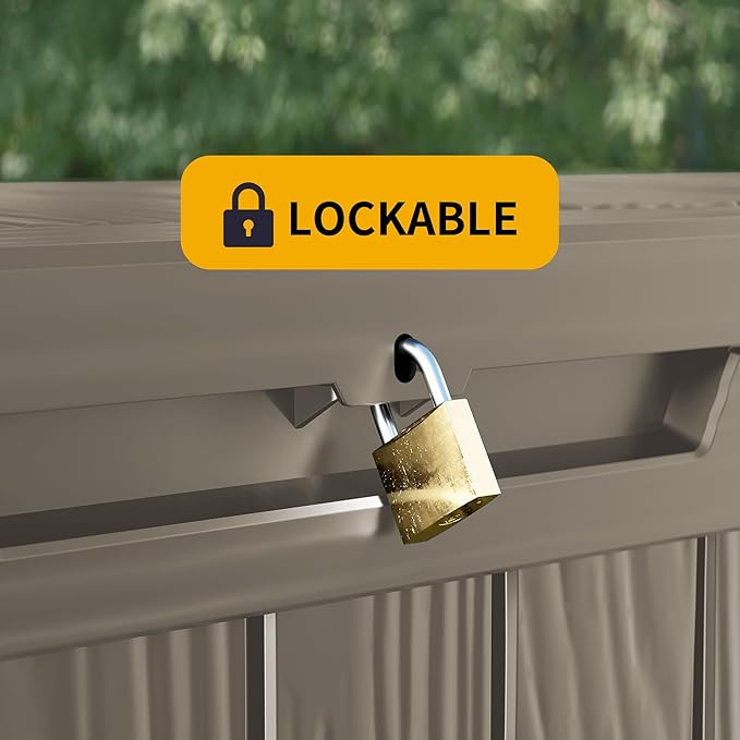 Decksplore 270 Gallon Outdoor Storage Box Waterproof Lockable Resin Deck Box Large, Patio Storage Bin for Pool Accessories Cushion Furniture, Garden Tools, UV-Resistant Outside Delivery Grey