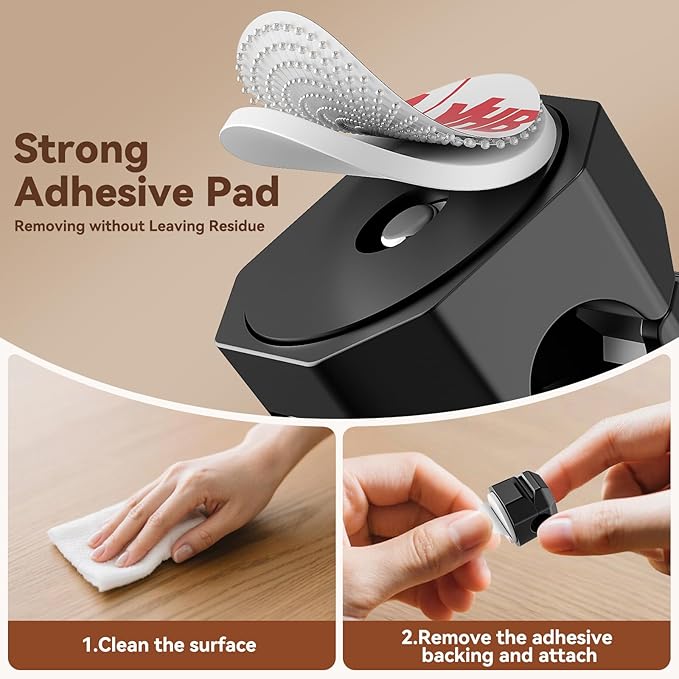 12 Pack Rotatable Cable Clips,Spring Cord Organizer Desk Cable Management Cord Holder Adhesive Phone Charger Cord Clips for Home Office Car Wall Nightstand Accessories Black