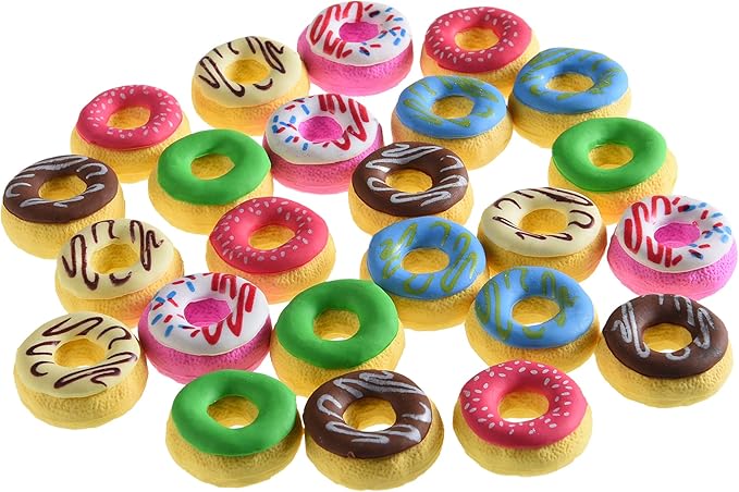 Donut Erasers for Kids, 24 Pieces 3D Cute Food Puzzle Mini Eraser, Cool Fun Take Apart Desk Pet Erasers for Girls