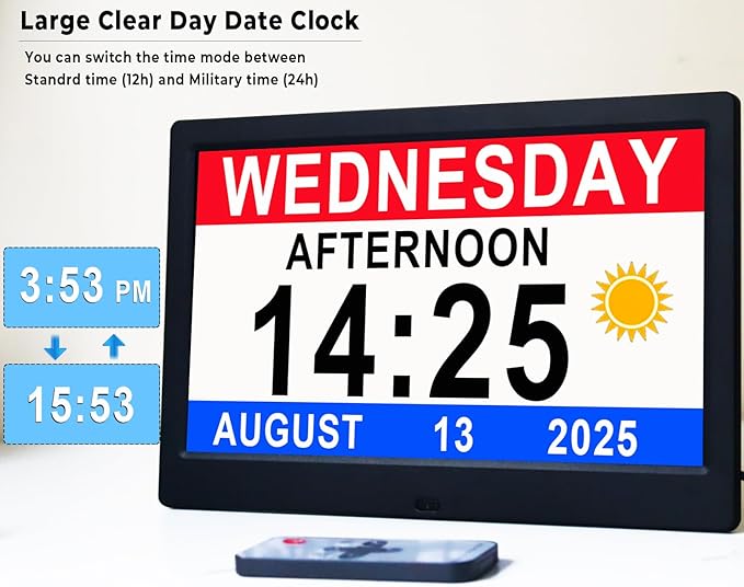 Véfaîî 11.5 Inch Extra Large Digital Clock with 19 Alarms, Auto DST & Dimming for Wall and Table, Calendar for Dementia Seniors, Custom Reminders &Task Alert -Perfect Organizer for Home &School