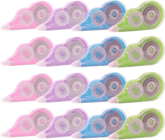 Tramboo 16 Pcs 39.4 Ft Colorful Correction Tape, White Wrong Out Tape Roller Bulk for Noting, Teacher Supplies, School, Office and Home (4 Colors)