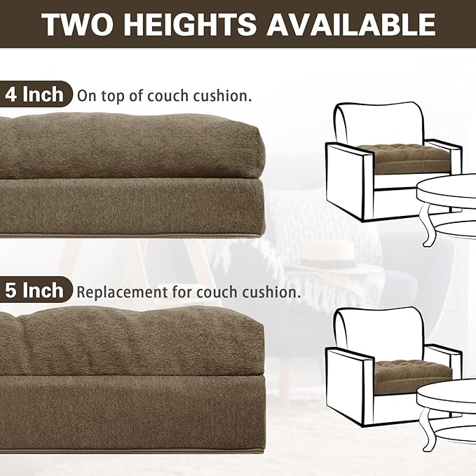 TANYOO Recliner Cushion for Elderly - Patented Dual Seat Cushion for Sagging Recliner Replacement Booster Cushion for Easy Get Up from Chair, Sofa & Couch, Relieves Long-Sitting Pain 20x20x5 Brown
