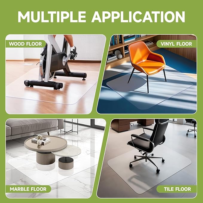 SOONAN Chair Mat for Hardwood Floor, 48" x 36" Clear Office Floor Mat, 0.08" Thickness Heavy Duty Computer&Desk Chair Mat,Floors Protector Chair Mats for Home & Office