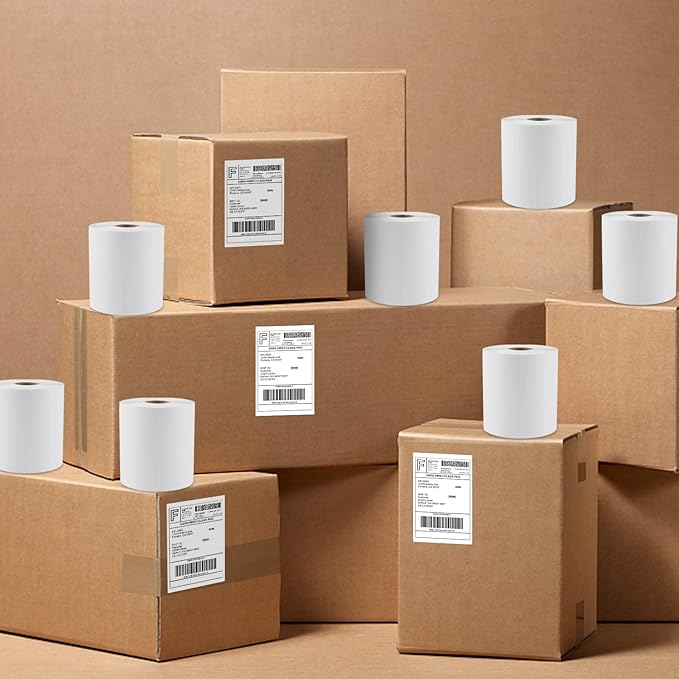 MFLABEL 4x6 Thermal Shipping Labels - 4 Rolls of 250, Perforated & Smudge-Proof Direct Thermal Labels Compatible with Rollo, Zebra, for Amazon UPS FedEx Shopify