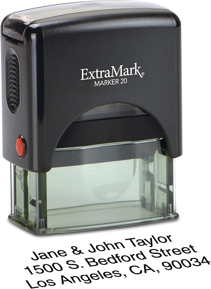 ExtraMark Return Address Stamp - 3 Lines Personalized Stamp - Customizable Text Stamp – Self Inking Design - Exclusive Features - Multiple Ink Color Options and Fonts