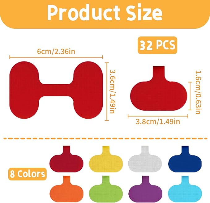 CllyCnny Cable Lables Tags: 32 Pcs Multi Color Write On Cord Tags Wire Organizer Ties for Cable Management and Identification