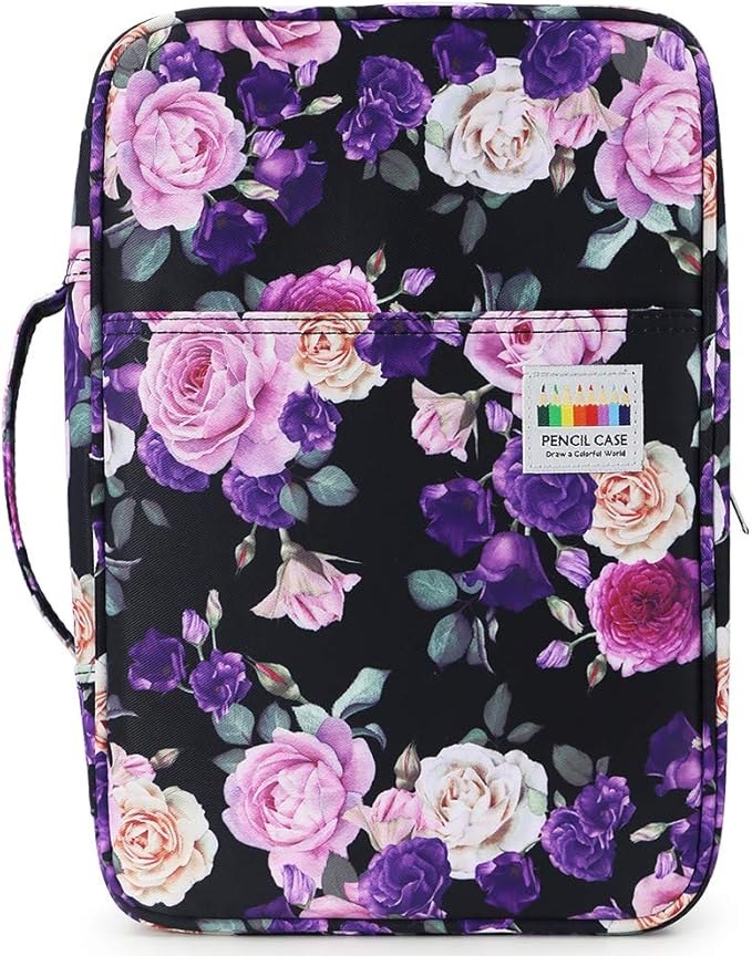 YOUSHARES Big Capacity Colored Pencil Case - 300 Slots large Pen Case Organizer with Multilayer Holder for Prismacolor Colored Pencils & Gel Pen (Purple Pink Rose)