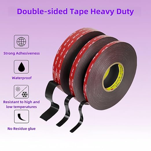 Gasenvan Double Sided Tape Heavy Duty, Mounting Adhesive Tape 1 in x 15.4 ft, Waterproof Adhesive Strip Tape for Indoor & Outdoor, Automotive Trim, Garage,LED Strip Lights, Home Decor