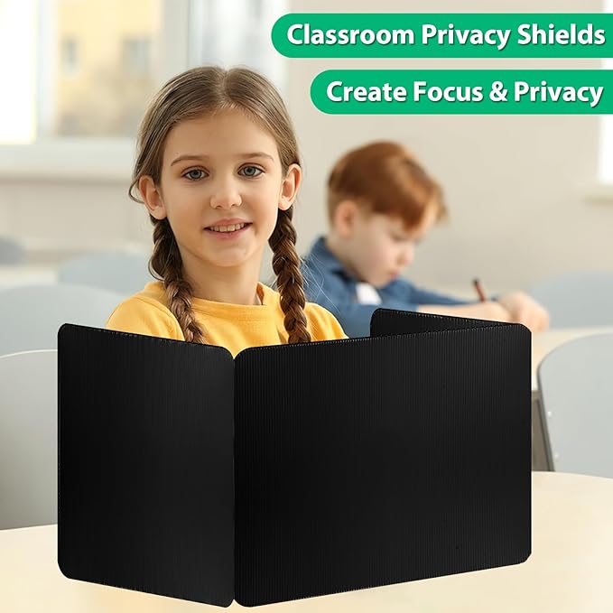 24 Pack Desk Dividers for Students, Waterproof Durable Plastic Testing Dividers Privacy Folders for Classroom, Easy to Clean, Desk Privacy Panel Classroom Shield Folder Boards Teacher Supplies