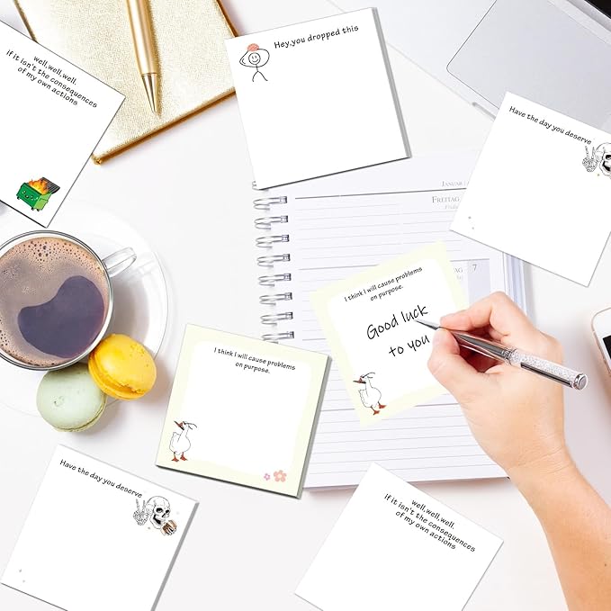 Lovarywow Funny Sticky Notes Gifts - 9 Pack Funny Sticky Notes 3x3 Inch Funny Office Gifts for Coworkers Everything is Fine Post Notes Work Gag Self-Stick Memo Pad Office School Supplies 450 Sheets
