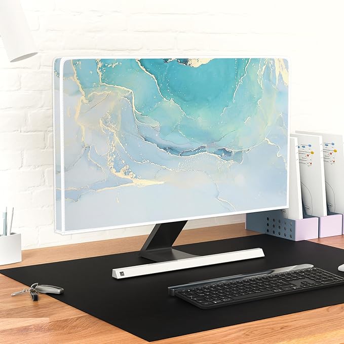 Baocicco Blue Green Marble TV Display Screen Cover 70 Inch Creative Anti-Static Dustproof Monitor Accessories Laptop LCD Cover Modern Screen Television Decoration for LED LCD OLED TVs