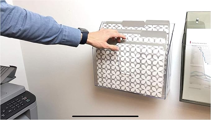 Acrimet Horizontal Triple File Folder Holder, Open Top Desktop Document Sorter for Letter Size Papers & Folders, Plastic (Clear Crystal)