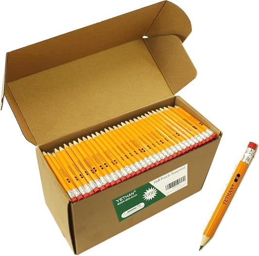 YETHAN 600Pcs Golf Pencils with Eraser Tops,Hexagon Half Wooden pencils, Pre Sharpened 2# HB Golf Back to School Office 4" Mini 600 count/Box