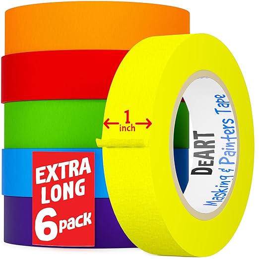DEART Colored Masking Painters Labeling Tape Masking Tape 1 inch Color Painter Tapes for Arts & Crafts Labeling or Coding, Art Supplies Color Tape Rolls, Colorful Craft Tapes