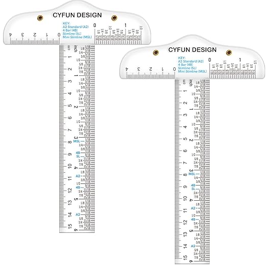 2PCS 6 inch/15cm T-Shape Acrylic Transparent T-Ruler for Drafting and General Layout Work Scrapbooking Drafting Tools Scale Ruler for Crafting Zero-Centering Ruler with Inches & Metric Measuring Tool