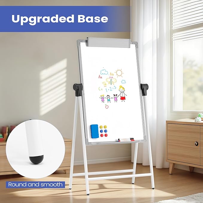 Lumspax Large Doubole Sided White Board with Stands, 36" x 24" A-Stand Dry Erase Easel, Portable Flip Chart Easel with Height Adjustable Design for Home, School, Office