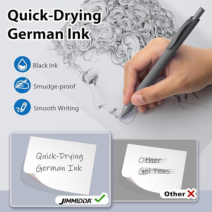 JIMMIDDA Ballpoint Pens Bulk - 107 Pcs Black Ink Pens in Bulk | 1.0 Medium Point Smooth Writing, Retractable No Bleed Ball Point Pen for Men Women (Gray Barrel)