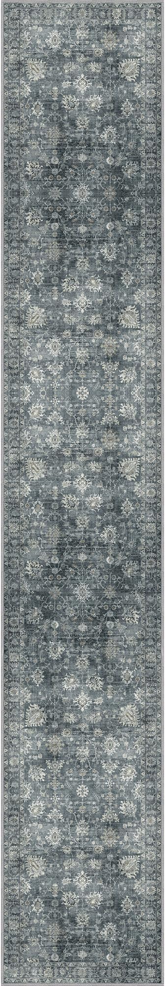 GENIMO Runner Rug 2x12 Non Slip Machine Washable Vintage Hallway Runner Rug, Low Pile Lightweight Rugs for Entryway, Hallway, Kitchen and Corridor, Ashen Taupe