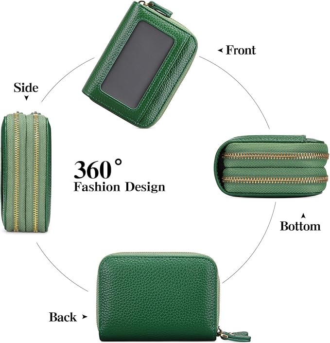 GOIACII Small Genuine Leather Wallet for Women, RFID Blocking Credit Card Holder Wallet