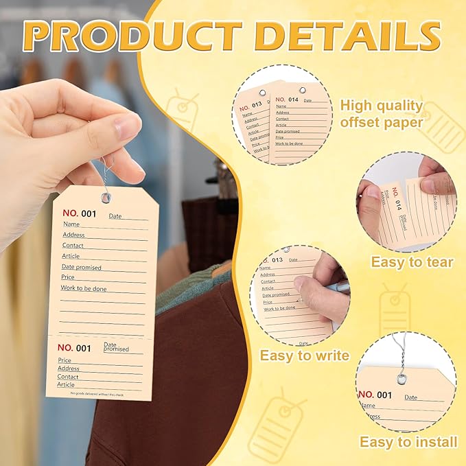 100 Pack Red Repair Tags with Wire Rope Service Repair Tags Numbered with Wire Durable 2.6 x 5.25 Inch Labels for Production Equipment Maintenance Price Notice (100, White, 2.6x5.25in)