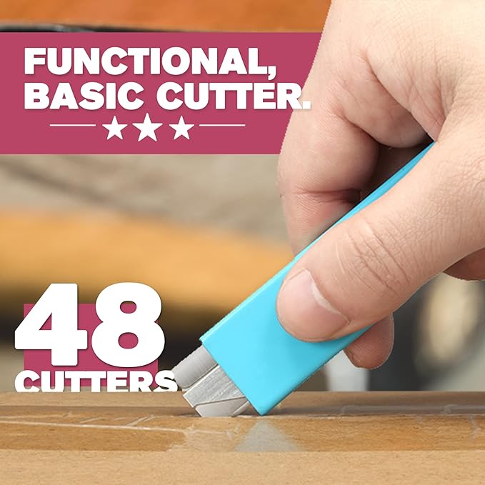 Lnchett Box Cutter, 48-Pack Retractable Cardboard Mini Box Cutter for Packages, Boxes and Paper, All Metal Tough Sheath, Functional Basic Cutter with Case, Lock Ball Design