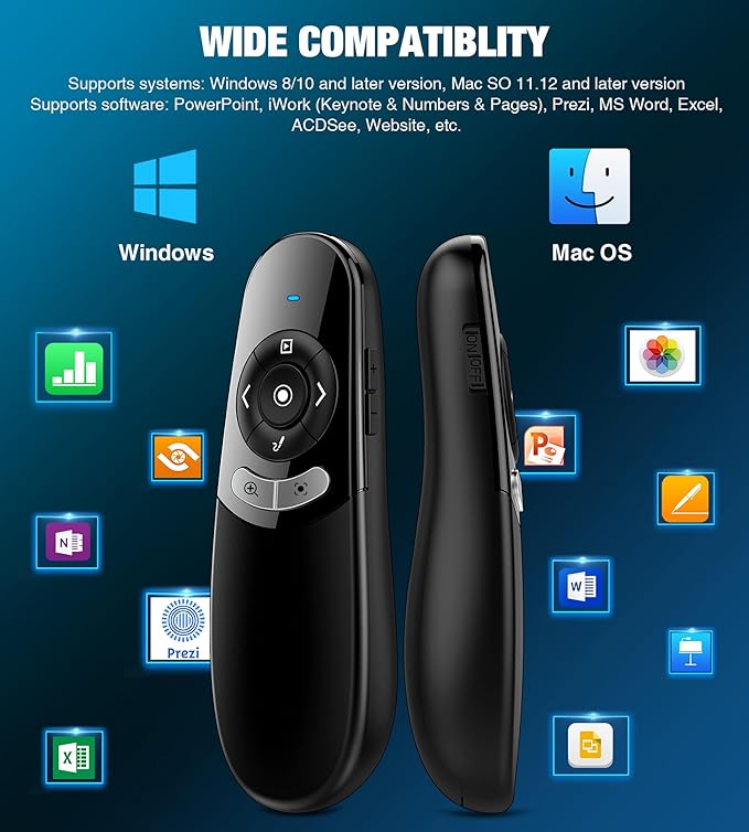 Presentation Clicker for TV LED LCD Screen Digital Presentation Clicker w Magnifier Highlight,2 in 1 Type C Presenter Remote Pointer Wireless with Volume Control for Classroom Teacher Projector Mac