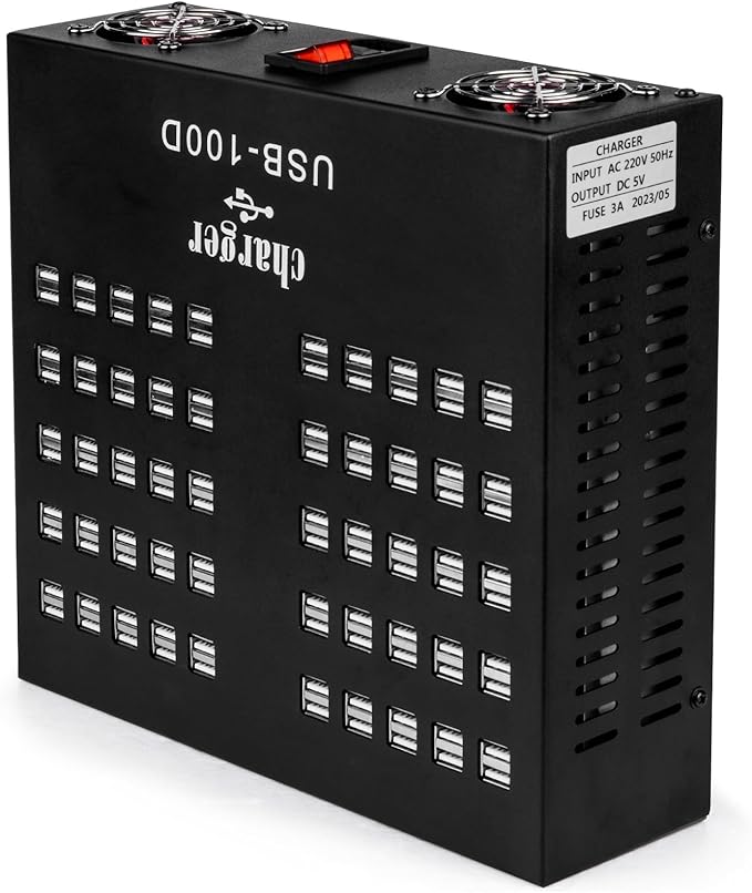 USB Charger, Cinlinso 100 Port 700Watt(140A) USB Charging Station for Multiple Devices, Multiport Desktop USB Fast Charger for Industry Hotel School Shopping malls