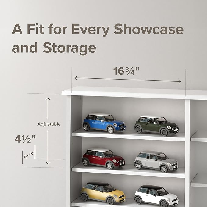 Prepac 2 Column Display Cabinet, White and Tall Storage Cabinet with 14 Adjustable Shelves for DVD Storage, 8.75" D x 38.75" W x 51" H, WMA-0640