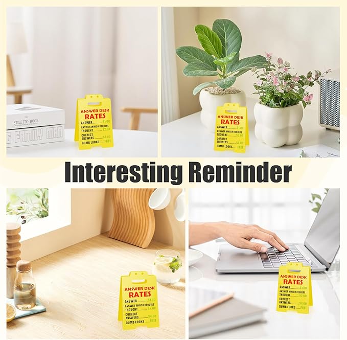 Funny Desk Signs, 2-Pack Answer Desk Rates Sign with Humorous Quotes for Office Decor, Hilarious Funny Gag Gifts for Coworkers, Perfect Boss Gifts for Women Men, Sarcastic Cubicle Accessories