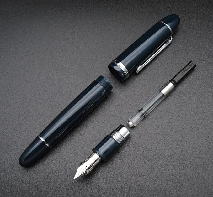 JINHAO X159 Fountain Pen (F Nib 0.5mm, Dark Blue with Silvery Clip)