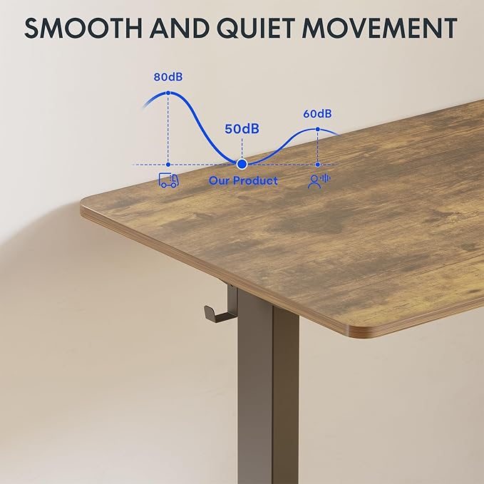 FLEXISPOT One-Piece Electric Standing Desk, 55 x 28 Inches Adjustable Desk with Seamless Desktop, Memory Controller Height Adjustment (Black Frame + Rustic Brown Desktop, 2 Packages)