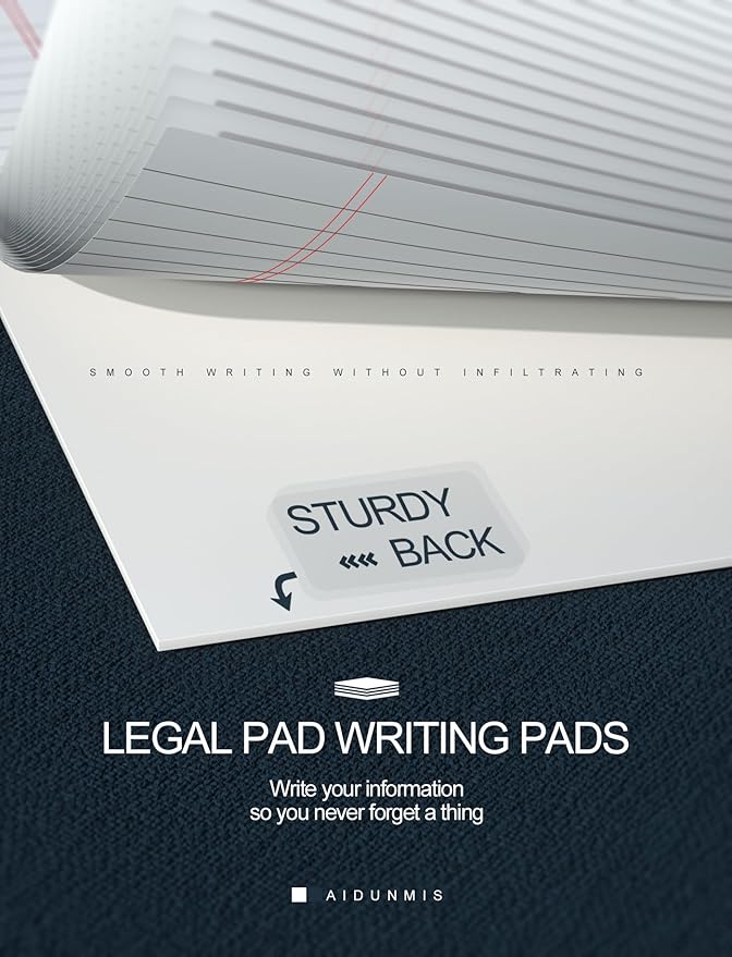 Aidunmis 3 Pack Small Legal Pads 5x8 White Notepads Paper Tablets 5x8 Legal Pad 80 GSM Lined Note Pads of Paper 5x8 College Ruled Writing Pads 30 Sheets/Pad, 25 Lines Note Pads for School, Office