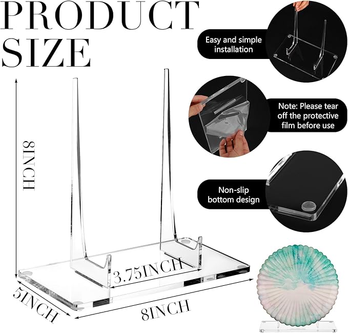 Jetec Acrylic Book Stand Clear Easel Stand for Display Acrylic Plate Postcard Picture Display Holder for Picture Book Decorative Plate Platter Photo(8 x 5 x 8 Inch)