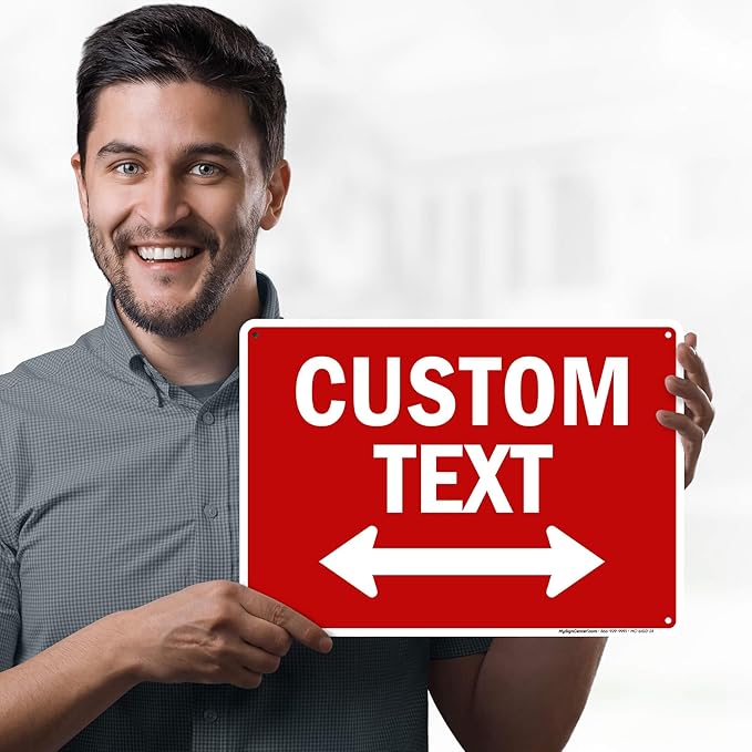 Custom Arrow,Custom Directional Sign, Two way Arrow,10x14 Inches, 55 mil thick HDPE (high density polyethylene), Made in USA by My Sign Center