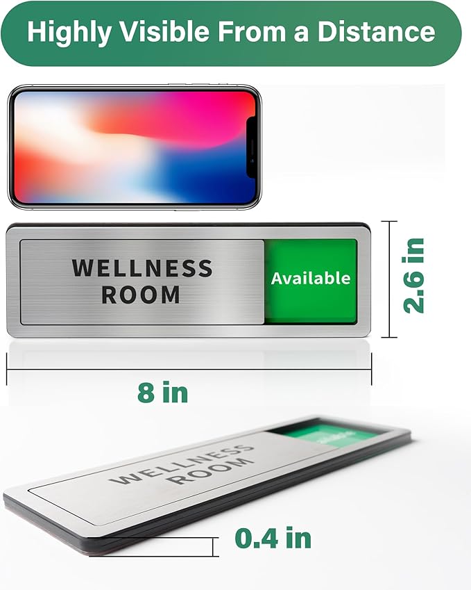 Office Door Signs Do Not Disturb, In Use/Available Slider Sign for Home Office Wellness Conference Vacant Occupied Privacy Slide Door Sign，Brushed Silver