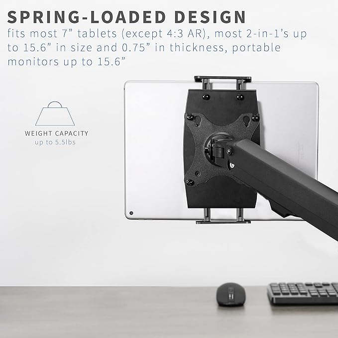 VIVO Universal VESA Mount Adapter for Tablets, 2-in-1 Laptops, & 15.6 inch Portable Monitors, Max VESA 100x100, Adjustable Laptop Holder, Black, MOUNT-UVM02