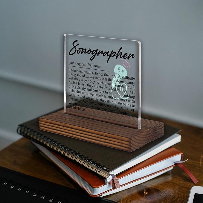 Sonographer Gifts, Thank You Desk Sign for Ultrasound Technicians, Appreciation Plaque for Medical Imaging Staff, Graduation Birthday Office Decor for Sonography Professionals PA023
