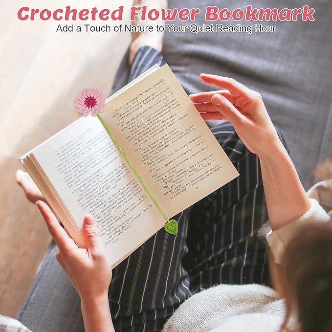 Crochet Bookmarks for Women & Book Lovers, Cute Flower Page Markers for Teachers Students, Handmade Reading Gifts for Valentine's Day, Easter, Teachers' Day, Graduation, Mother's Day, Birthdays (6)
