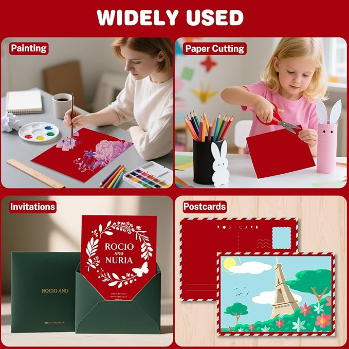 Cardstock 8.5 X 11, 40 Sheets Christmas Red Card Stock, 75lb/ 200gsm Copy Paper, Cardstock Printer Paper for Art, Drawing, Invitations, DIY Cards, Craft, Construction, School & Office Supplie