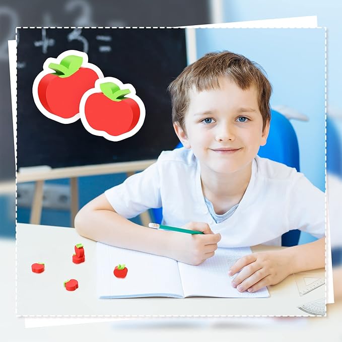 120pcs Mini Apple Erasers for Kids Bulk Classroom Welcome Back to School Gifts Classroom Counting Math Manipulatives Teacher Supplies Stationary Party Favors