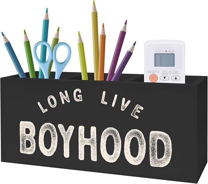 Exqcom Long Live Boyhood Pen Pencil Crayon Holder for Boys, Kids Toothbrush Holder, Boys Room Decor, Back to School Gifts Essentials for Kids