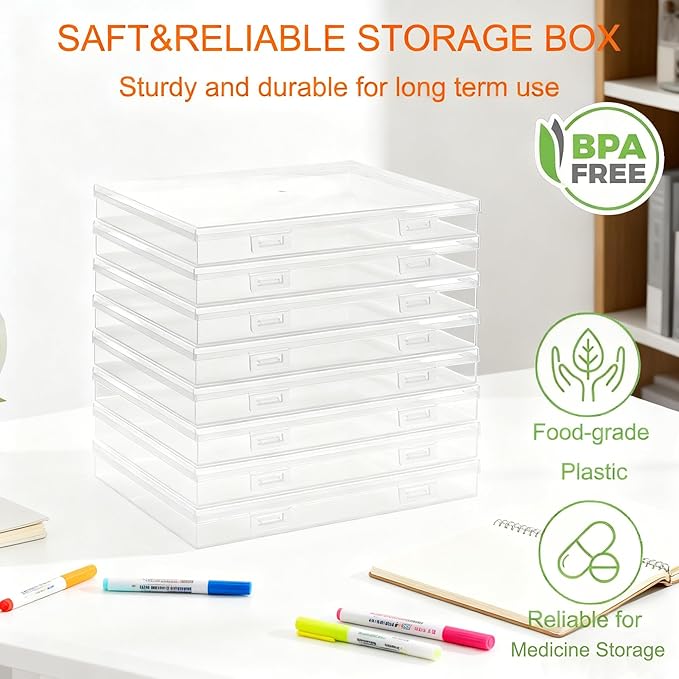Photo Storage Box 5 x 7 Inches, 18 Inner Extra Large Photo Boxes with Dividers, Clear Acid-Free Photo Storage Containers with Handle, Photo Organizer Craft Keeper for Photo,Craft,Stamp,Sticker,Seed