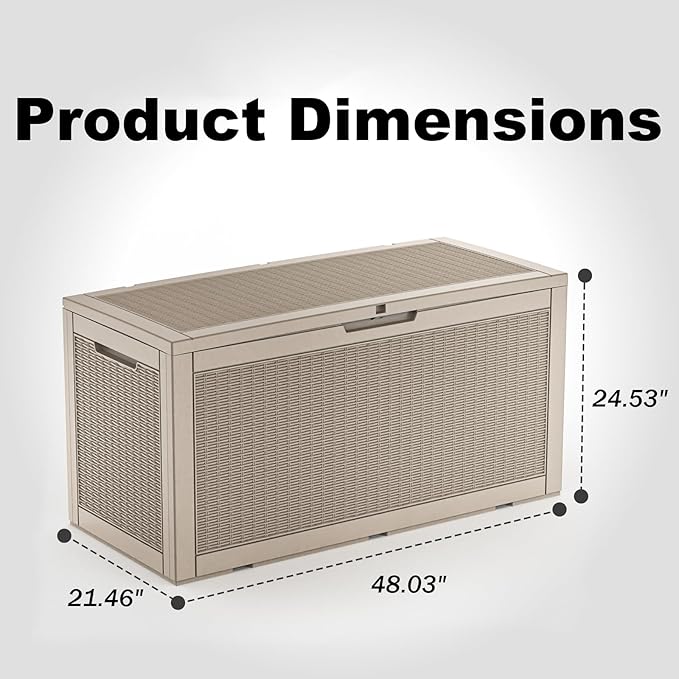 EasyUp 120 Gallon Deck Boxes Waterproof, Outdoor Large Storage Boxes with Lids, Outside Resin Storage Box & Deck Boxes for Patio, Garden Use（Gray）