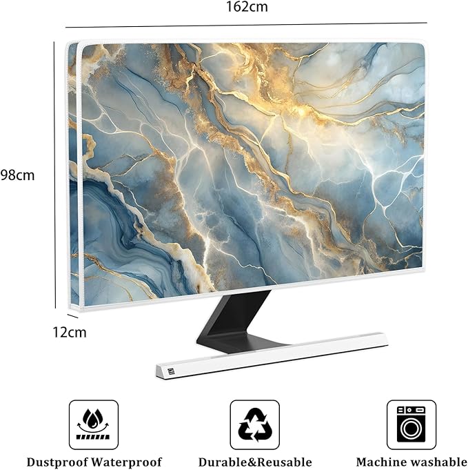 Baocicco Gold Blue Waterproof Screen TV Cover 70 Inch Modern Full Body Covers for Television Screen Panel Case TV Sleeve Compatible with Television LCD LED PC, Desktop and Home TV