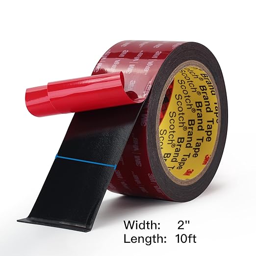 Bulina Double Sided Mounting Tape 5925 VHB 2" Width Black Foam Tape High Bond Waterproof Heavy Duty Strong Adhesive Tape Thick 0.025 in Fastener Replace Décor Frame Logos