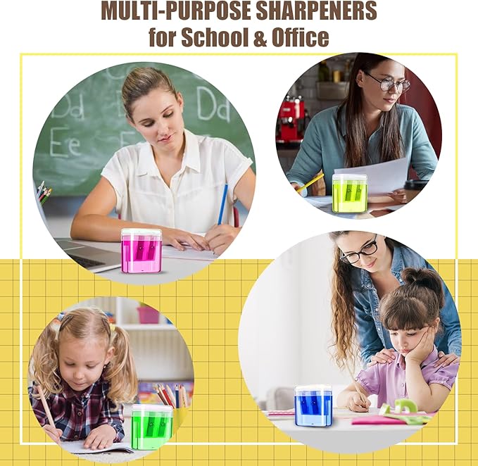 OCHIDO 60 Pack Pencil Sharpeners Bulk,School Supplies Double Hole Pencil Sharpeners for Kids,Small Pencil Sharpener Manual for School Office Art Room,Pencil Sharpener for Colored Pencils